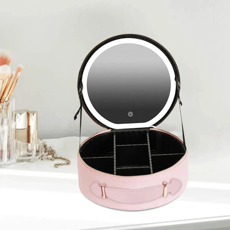 ESTUCHE DE MAQUILLAJE CON ESPEJO LED Y PORTA BROCHAS INTEGRADO - 5