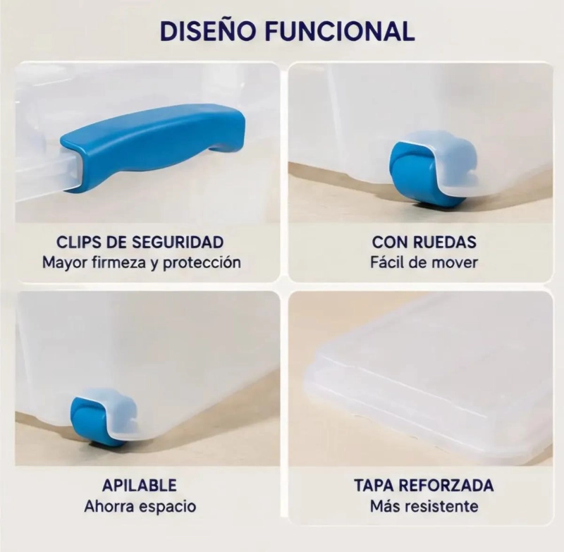 SET DE 2 CAJAS ORGANIZADORAS CON TAPA Y RUEDAS DE 15 LITROS - 1