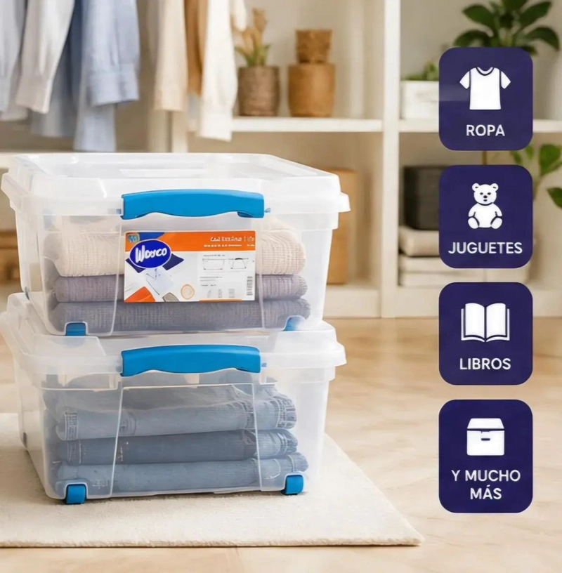 SET DE 2 CAJAS ORGANIZADORAS CON TAPA Y RUEDAS DE 15 LITROS - 3