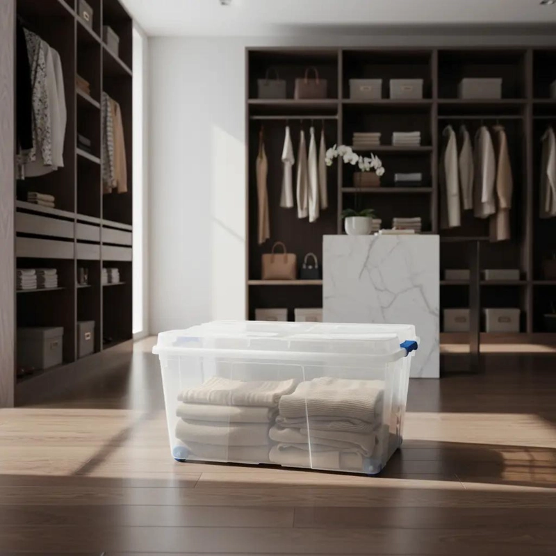 CAJA ORGANIZADORA TRANSPARENTE CON RUEDAS CAPACIDAD 60 LITROS - 3