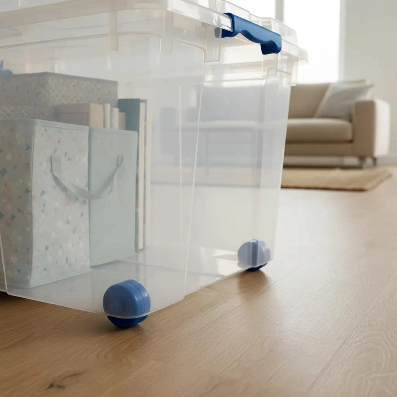 CAJA ORGANIZADORA TRANSPARENTE CON RUEDAS CAPACIDAD 60 LITROS - 5