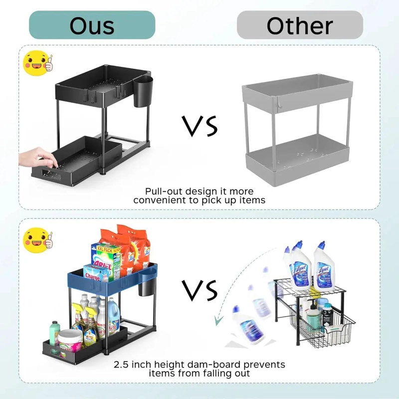 ORGANIZADOR EXTRAIBLE PARA LAVAPLATOS BAJO FREGADERO EN COCINA Y BAÑO - 4