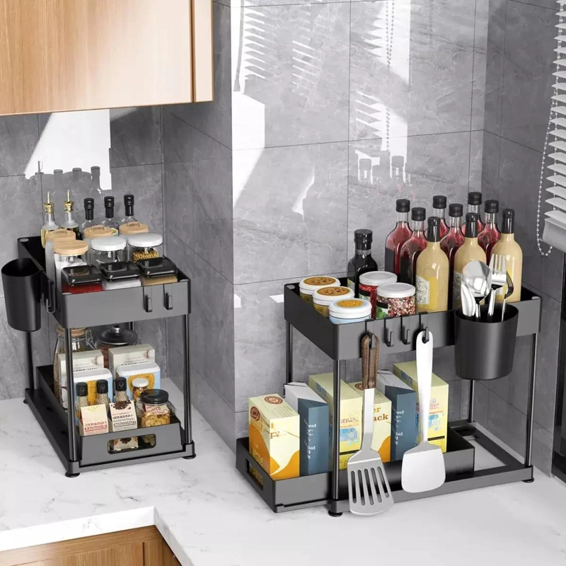 ORGANIZADOR EXTRAIBLE PARA LAVAPLATOS BAJO FREGADERO EN COCINA Y BAÑO - 4