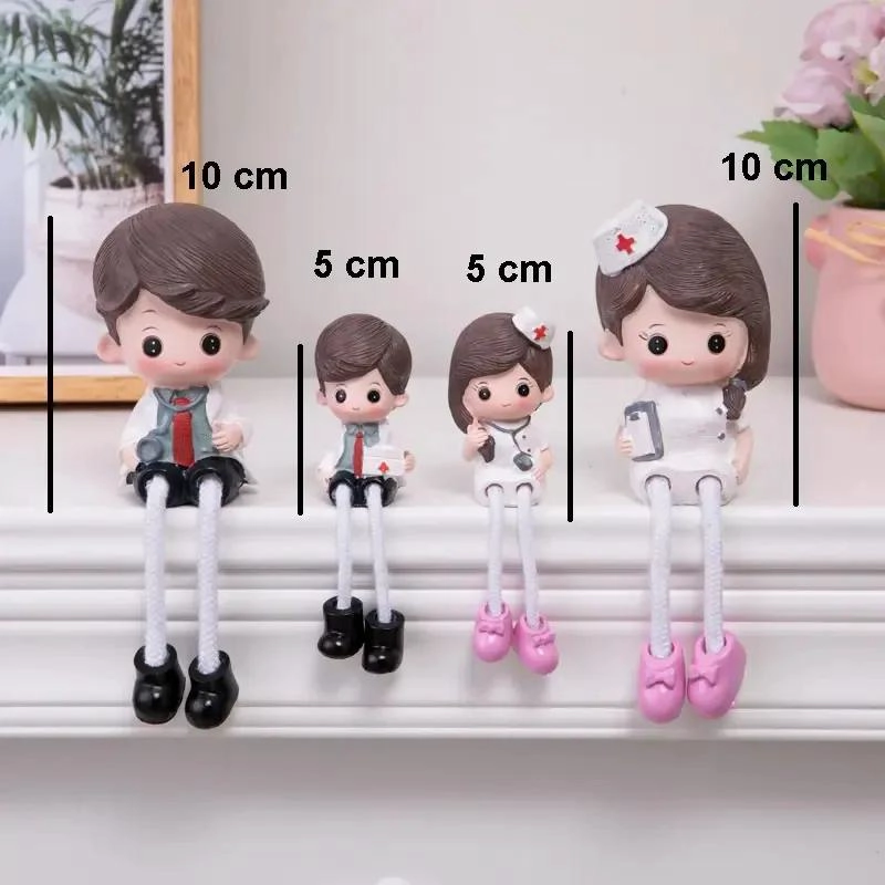 SET DE 4 FIGURAS DECORATIVAS DE RESINA REPRESENTANDO FAMILIA Y DOCTOR - 3