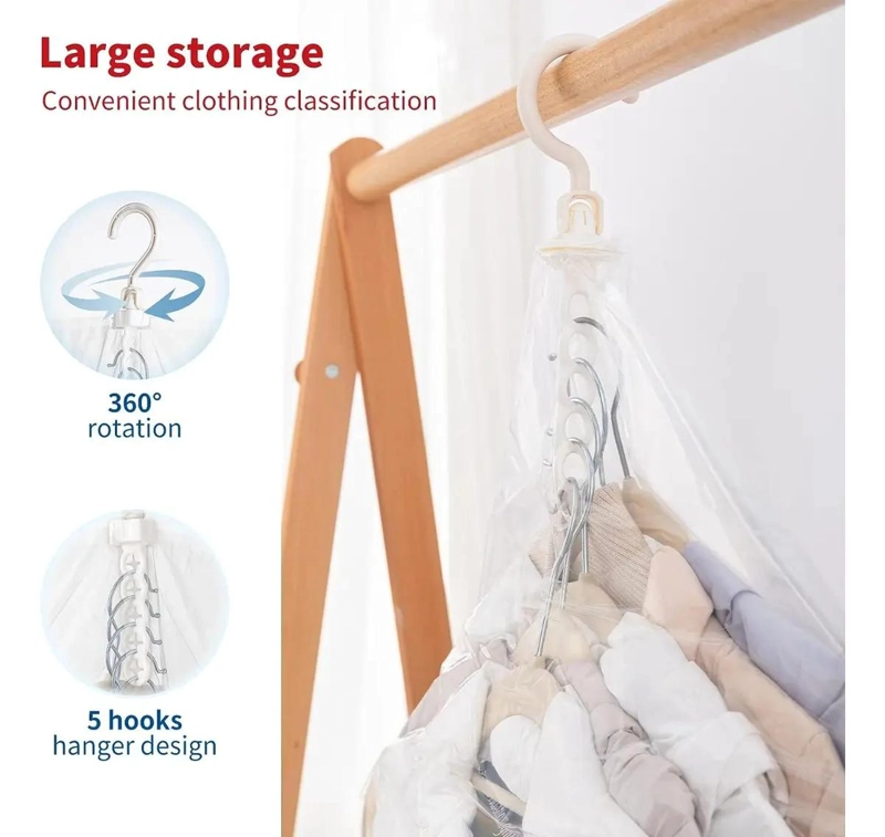 SET DE 6 BOLSAS ORGANIZADORAS AL VACIO CON GANCHO 110X70 CM - 3