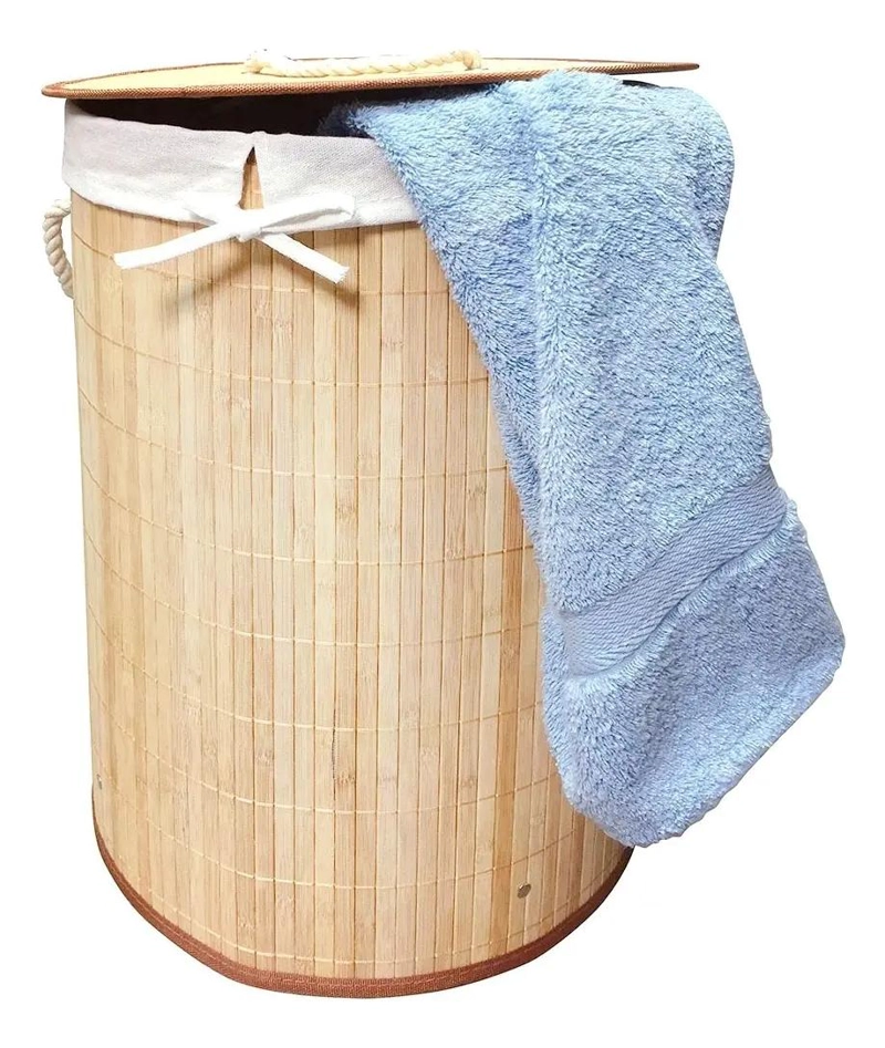 CESTO ORGANIZADOR PLEGABLE DE BAMBU CON TAPA DISEÑO BEGÔNIA - 2