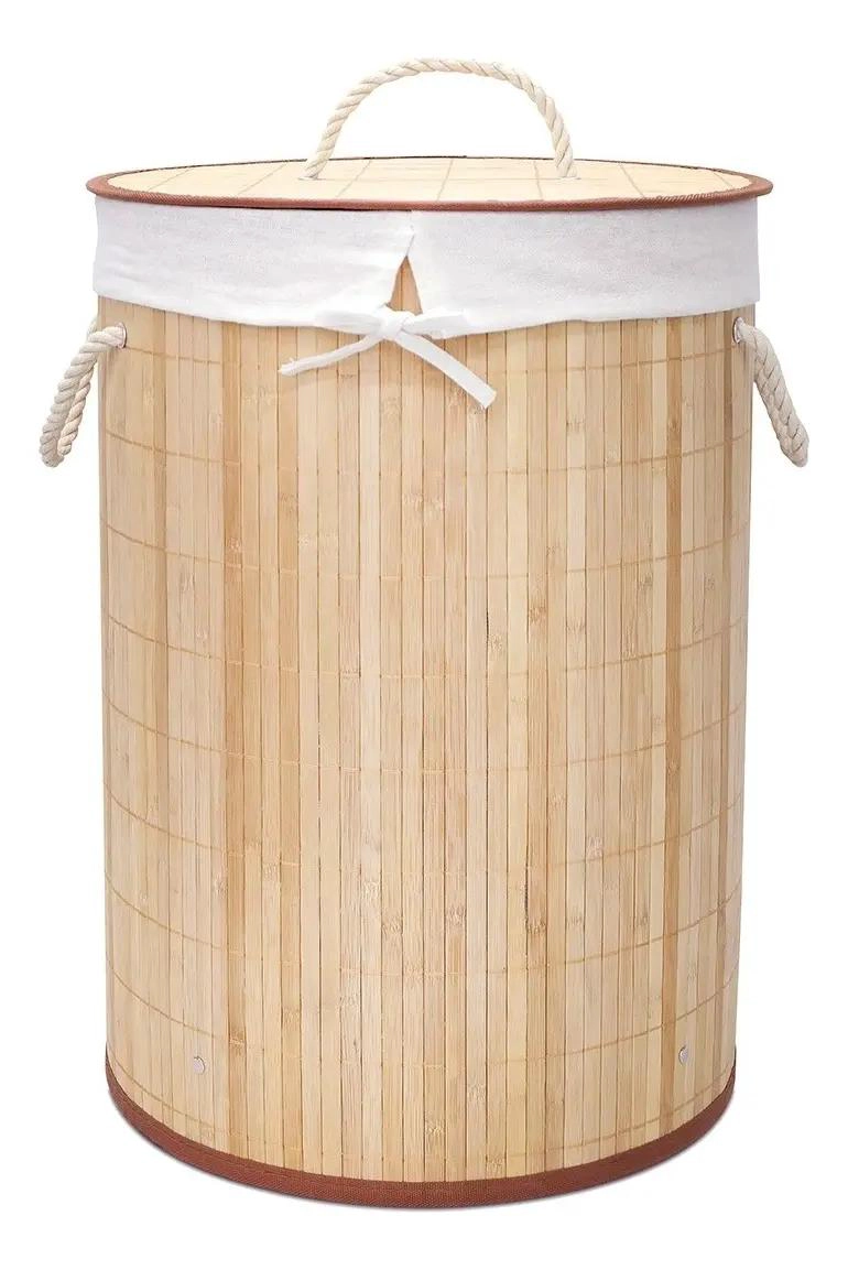CESTO ORGANIZADOR PLEGABLE DE BAMBU CON TAPA DISEÑO BEGÔNIA - 3