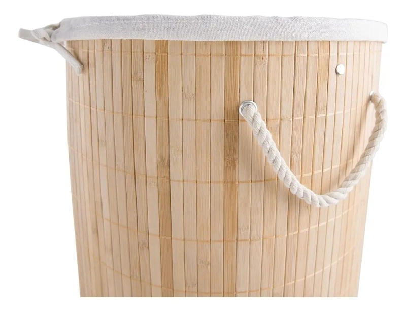 CESTO ORGANIZADOR PLEGABLE DE BAMBU CON TAPA DISEÑO BEGÔNIA - 5