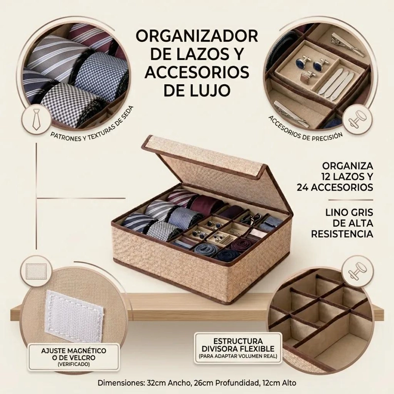 CAJA ORGANIZADORA MULTIUSO PARA ROPA Y ACCESORIOS BEIGE - 3