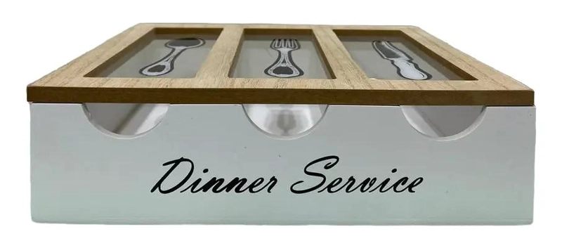 ORGANIZADOR DE MADERA CON 3 COMPARTIMIENTOS Y TAPA PARA UTENSILIOS - 3