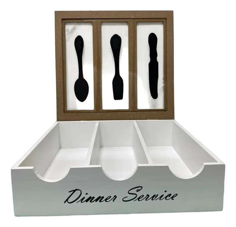 ORGANIZADOR DE MADERA CON 3 COMPARTIMIENTOS Y TAPA PARA UTENSILIOS - 4