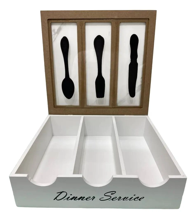 ORGANIZADOR DE MADERA CON 3 COMPARTIMIENTOS Y TAPA PARA UTENSILIOS - 5