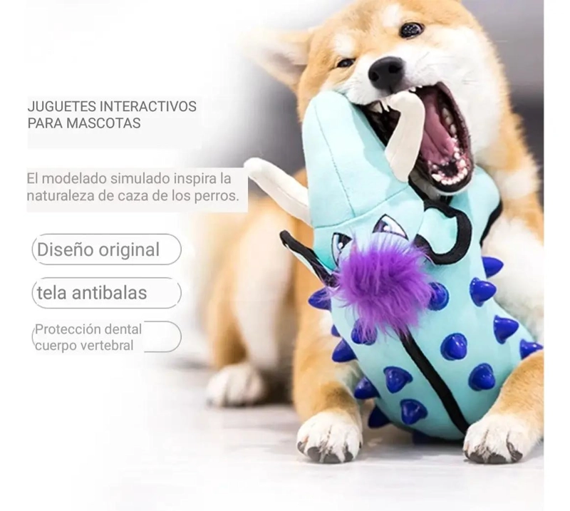 PELUCHE PARA PERRO CON TEXTURA DURADERA EN FORMA DE ELEFANTE CELESTE - 1