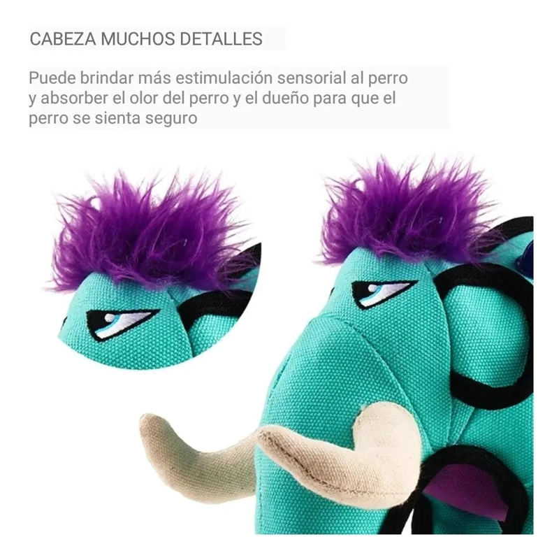 PELUCHE PARA PERRO CON TEXTURA DURADERA EN FORMA DE ELEFANTE CELESTE - 2
