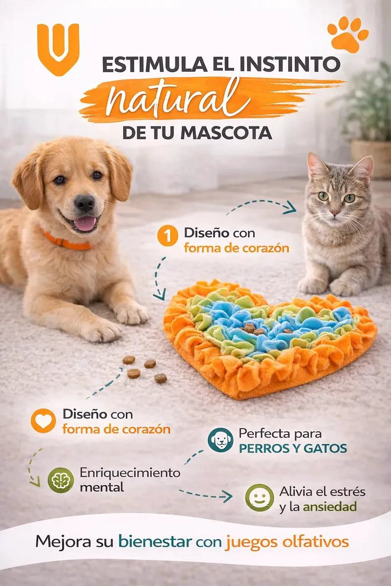 ALFOMBRA OLFATIVA EN FORMA DE CORAZON PARA JUEGOS INTERACTIVOS CON PERROS - 4