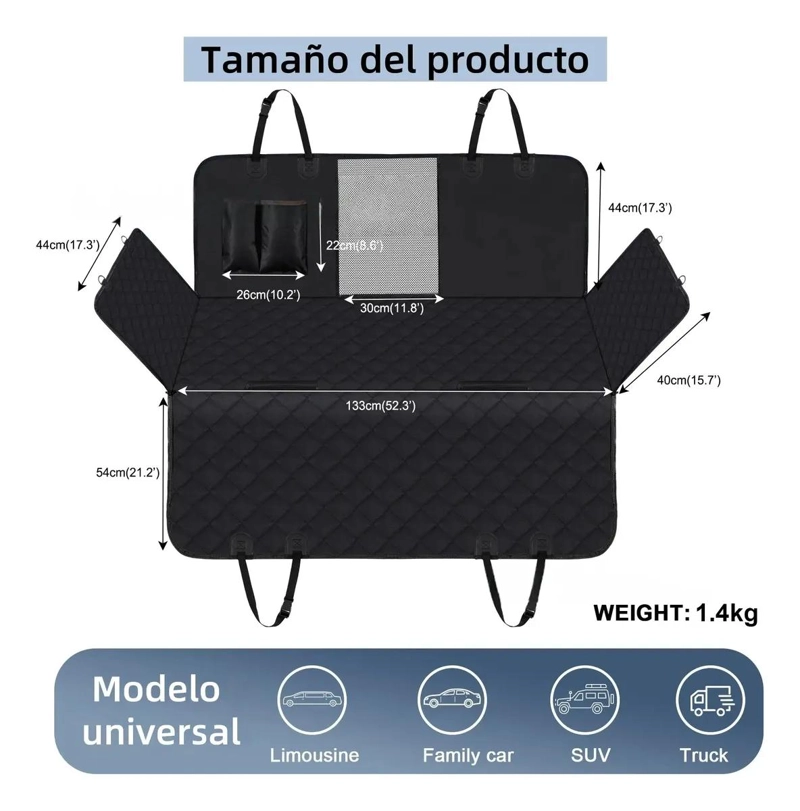 PROTECTOR IMPERMEABLE PARA ASIENTO DE AUTO PARA PERROS Y MASCOTAS - 2