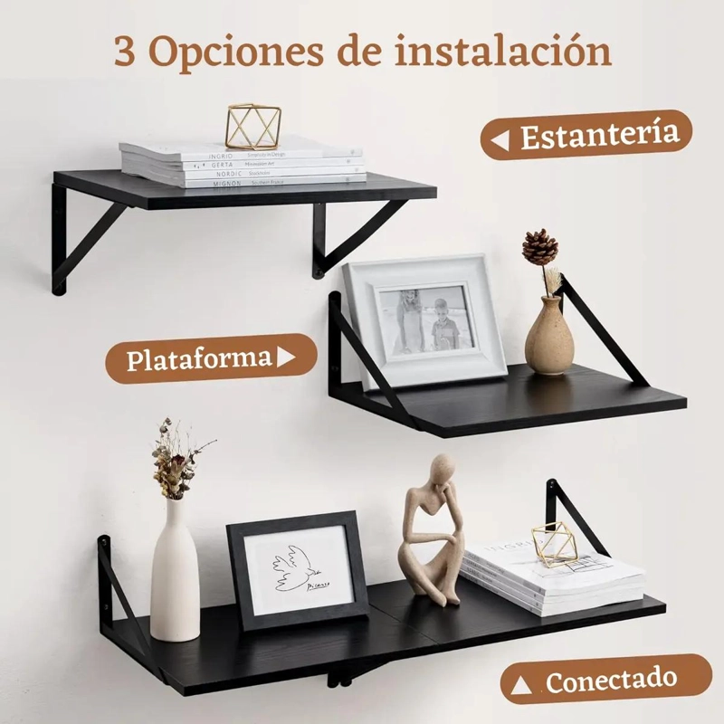 SET DE 2 ESTANTES ORGANIZADORES FLOTANTES PARA BAÑO Y PARED - 3