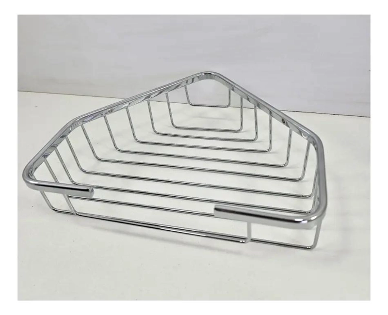 ORGANIZADOR ESQUINERO PARA BAÑO EN ACERO CROMADO PLATEADO - 2