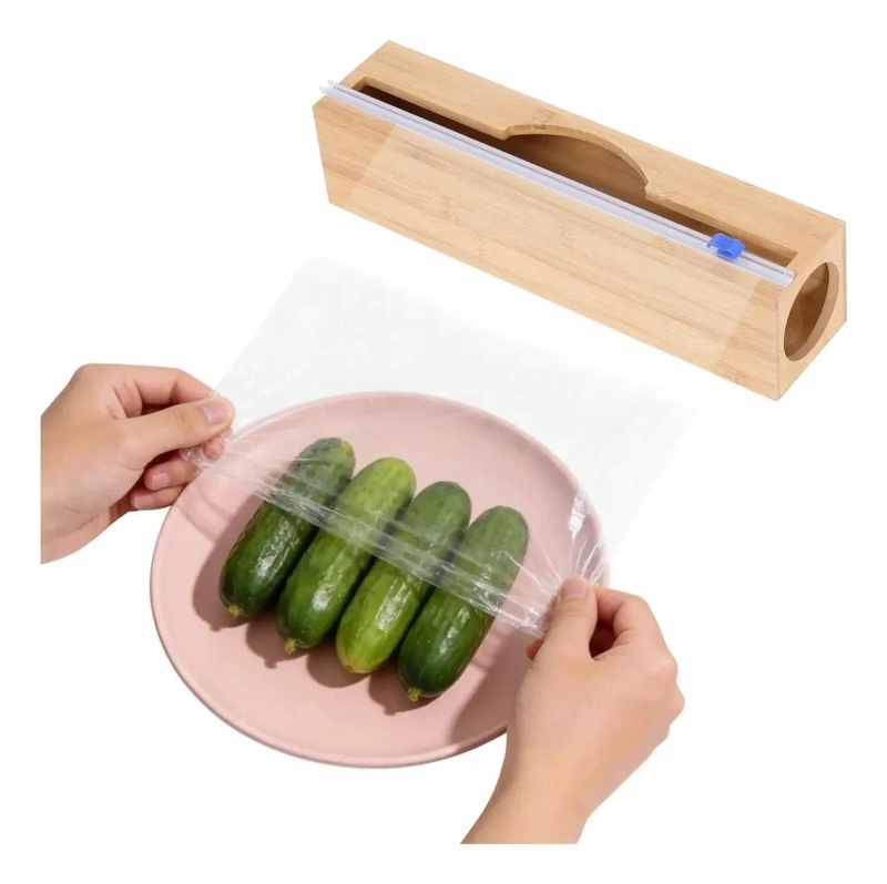 DISPENSADOR DE PAPEL DE BAMBU PARA ROLLOS DE COCINA Y FILM - 1