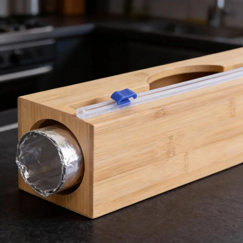 DISPENSADOR DE PAPEL DE BAMBU PARA ROLLOS DE COCINA Y FILM - 5