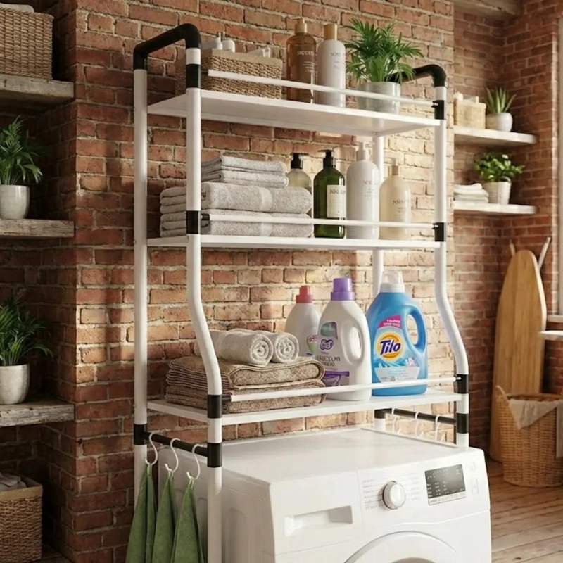 ORGANIZADOR DE BAÑO CON 3 NIVELES Y ESTRUCTURA COMPACTA DE 46X25X155 CM - 4