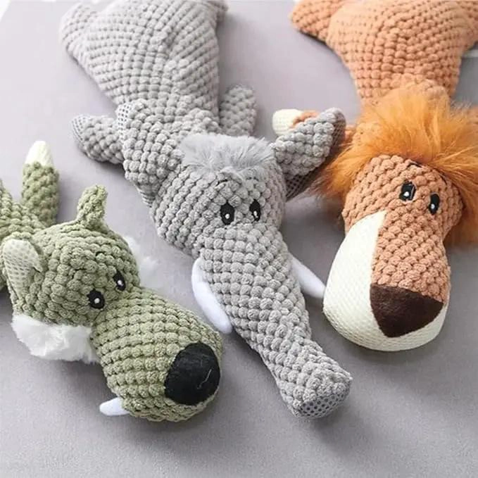 SET DE 3 PELUCHES CON SONIDO PARA MASCOTAS MORDEDORES RESISTENTES - 5