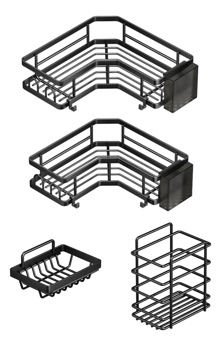 ESTANTE METALICO PARA BAÑO SIN NECESIDAD DE TALADRO, ORGANIZADOR PARA DUCHA - 1