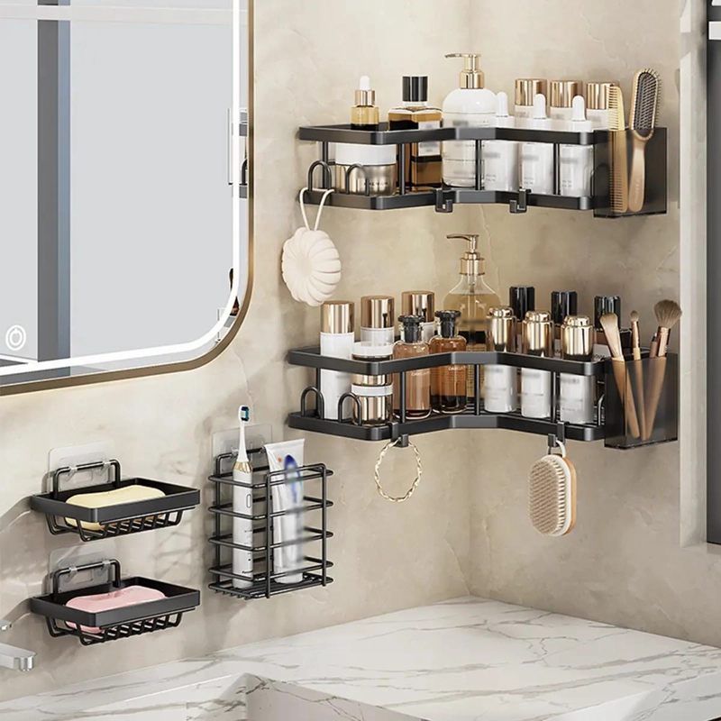 ESTANTE METALICO PARA BAÑO SIN NECESIDAD DE TALADRO, ORGANIZADOR PARA DUCHA - 2
