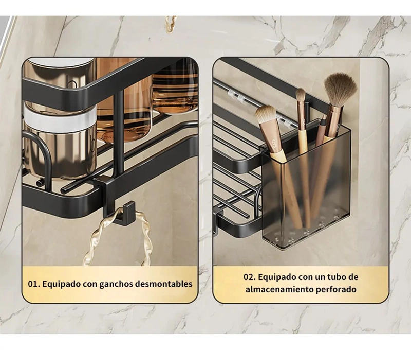 ESTANTE METALICO PARA BAÑO SIN NECESIDAD DE TALADRO, ORGANIZADOR PARA DUCHA - 4