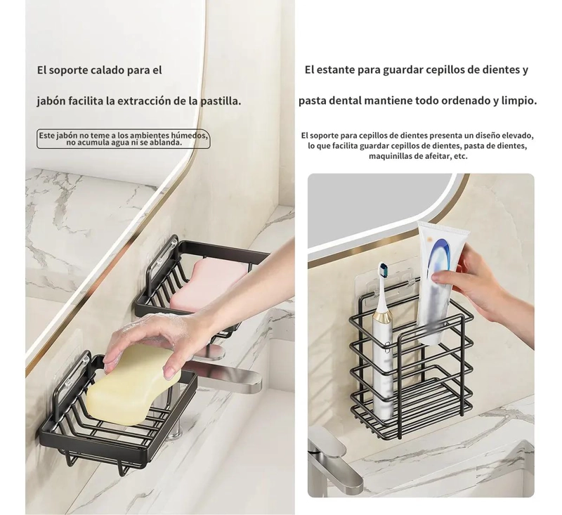 ESTANTE METALICO PARA BAÑO SIN NECESIDAD DE TALADRO, ORGANIZADOR PARA DUCHA - 5