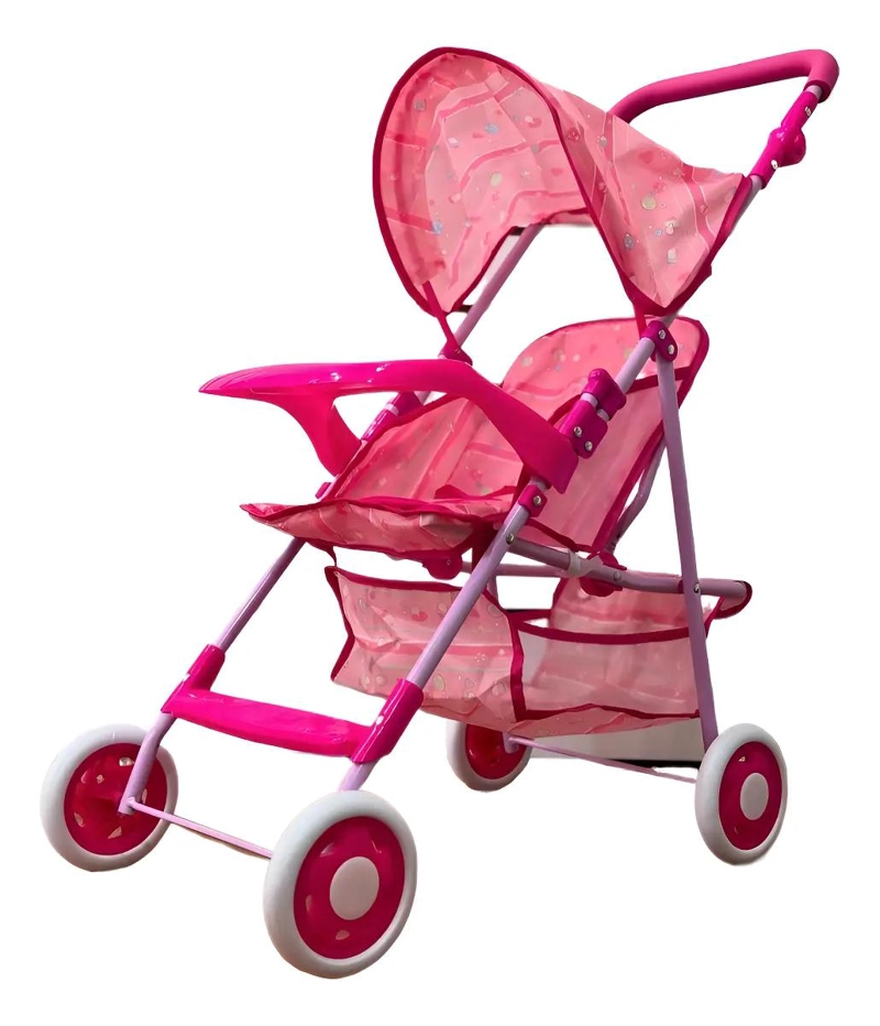 COCHE DE JUGUETE METALICO PARA MUÑECA CON BANDEJA Y DOBLE RUEDA - 1