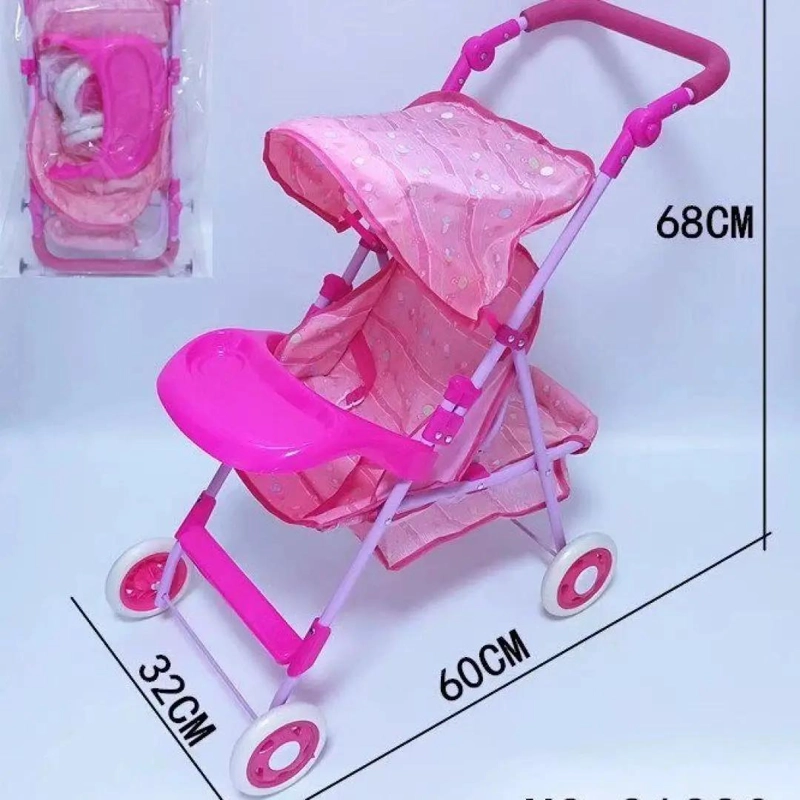 COCHE DE JUGUETE METALICO PARA MUÑECA CON BANDEJA Y DOBLE RUEDA - 3