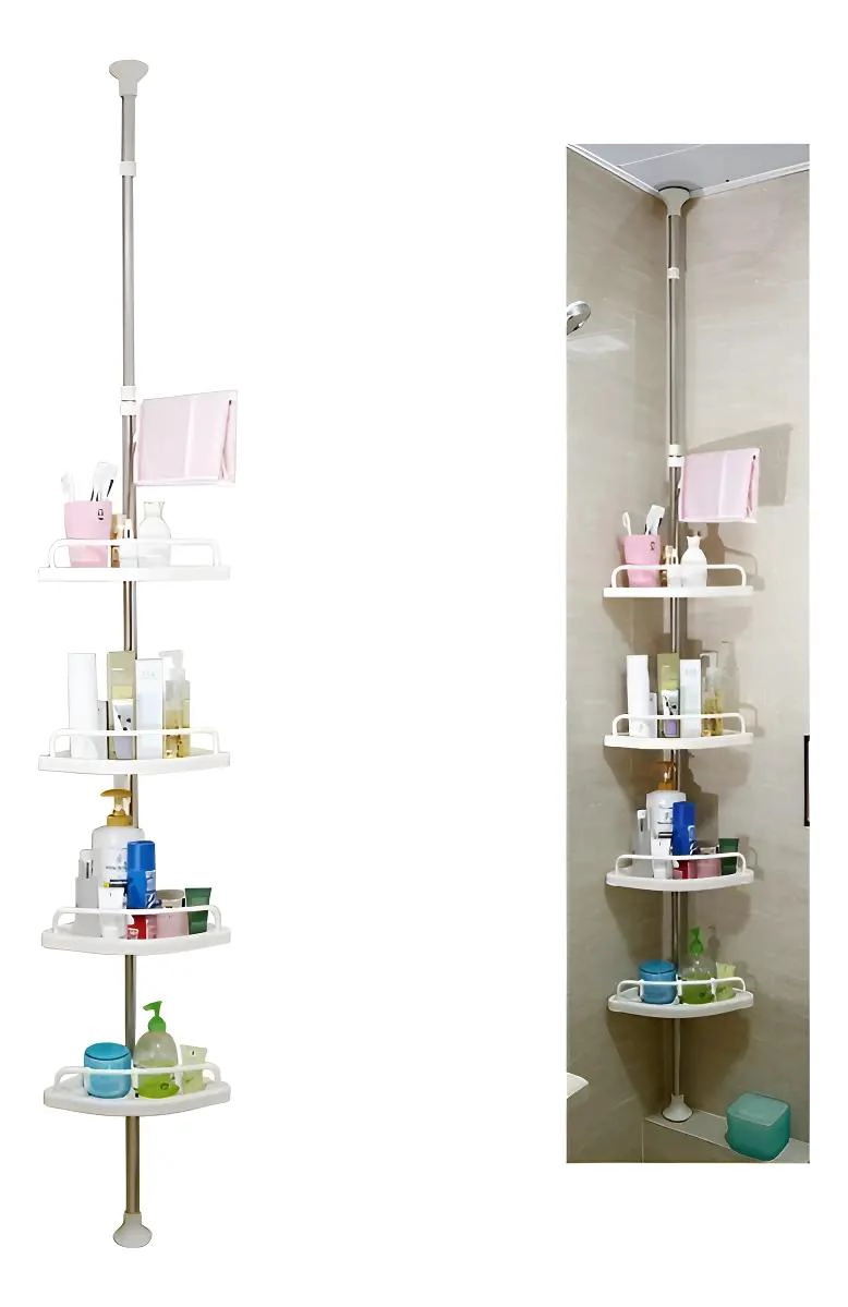 ORGANIZADOR ESQUINERO PARA BAÑO CON 4 REPISAS AJUSTABLES MULTIUSO - 1