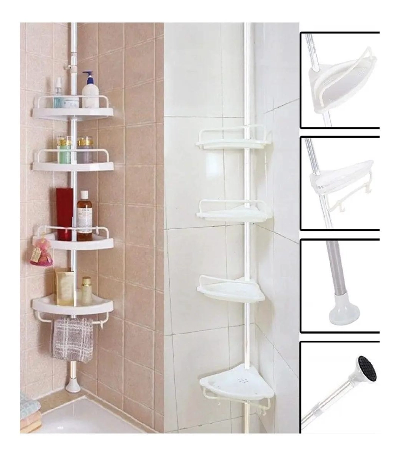 ORGANIZADOR ESQUINERO PARA BAÑO CON 4 REPISAS AJUSTABLES MULTIUSO - 2