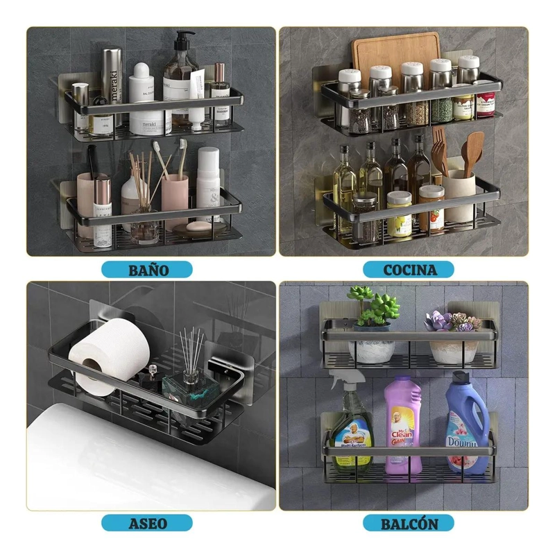 ORGANIZADOR ADHESIVO PARA DUCHA Y COCINA CON 4 PIEZAS - 3