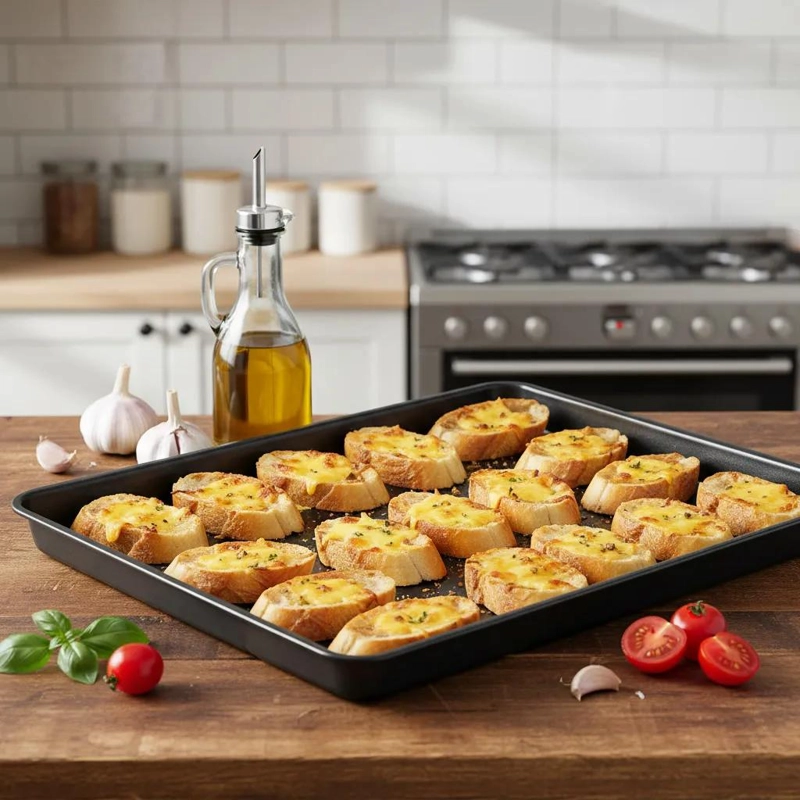SET DE 3 BANDEJAS DE ACERO INOXIDABLE PARA HORNEAR GALLETAS 38X26X3 CM - 5
