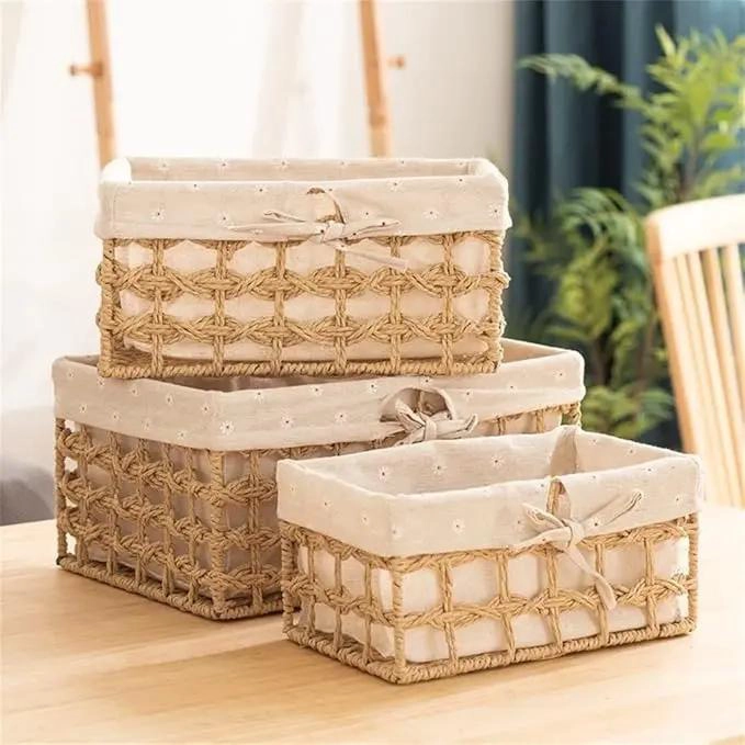 SET DE 3 CANASTOS DECORATIVOS RECTANGULARES PARA ORGANIZACION - 4