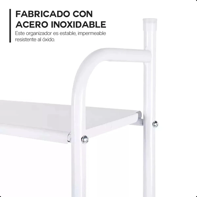 MUEBLE ORGANIZADOR PARA BAÑO CON 3 ESTANTES DE METAL PARA INODORO - 3