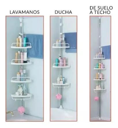 ESQUINERO DE DUCHA AJUSTABLE CON 4 REPISAS MULTIUSO PARA BAÑO - 4