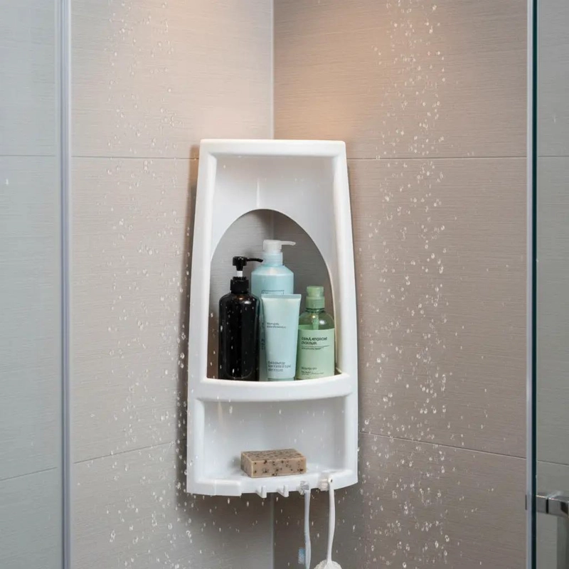 ORGANIZADOR ESQUINERO DE PLASTICO PARA BAÑO CON DISEÑO FUNCIONAL - 1