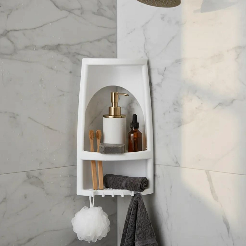 ORGANIZADOR ESQUINERO DE PLASTICO PARA BAÑO CON DISEÑO FUNCIONAL - 2