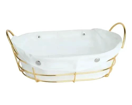CESTA METALICA OVALADA CON FORRO DE TELA PARA ORGANIZAR Y SERVIR - 1