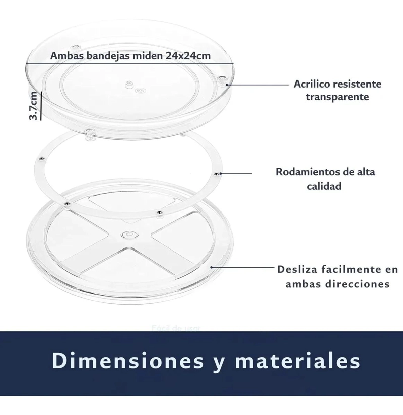 PACK DE 2 BANDEJAS GIRATORIAS ACRILICAS PARA ORGANIZAR - 2