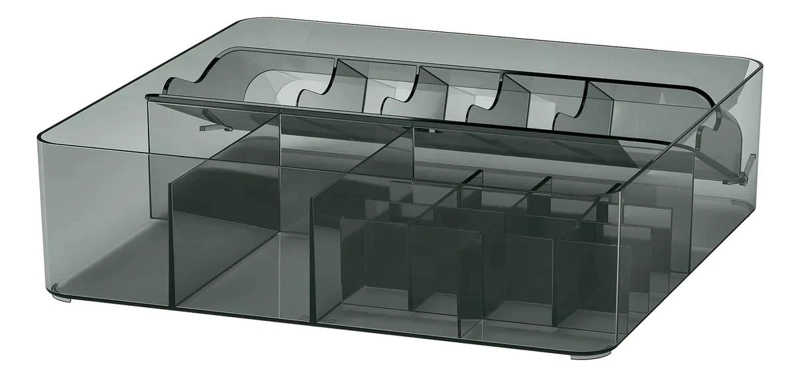 ORGANIZADOR PARA CAJON CON COMPARTIMENTOS GRIS 32X31X9 CM PARA BAÑO - 1