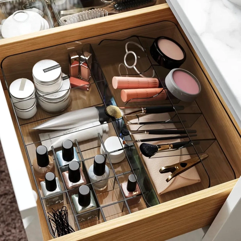 ORGANIZADOR PARA CAJON CON COMPARTIMENTOS GRIS 32X31X9 CM PARA BAÑO - 2