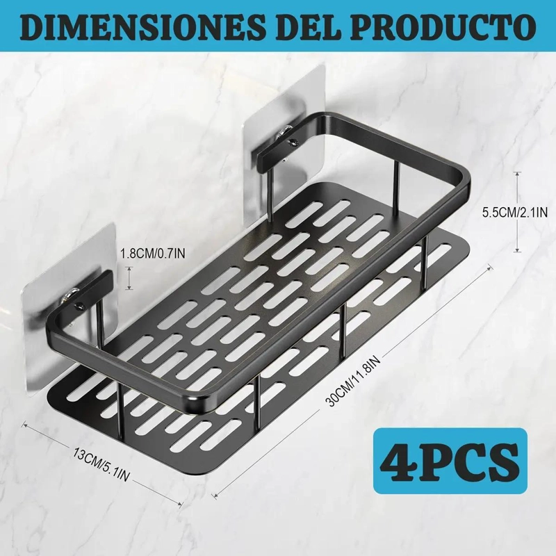 SET DE 4 ORGANIZADORES ADHESIVOS PARA DUCHA Y COCINA RESISTENTES - 2