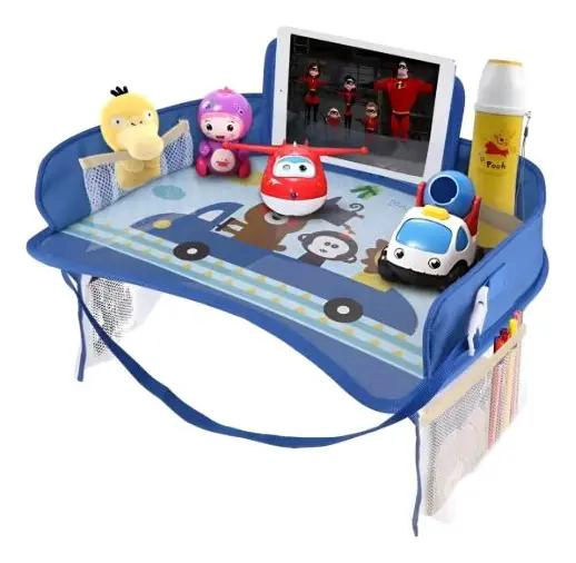 MESA BANDEJA ORGANIZADORA PARA VIAJES DE NIÑOS EN AUTO COLOR AZUL - 2