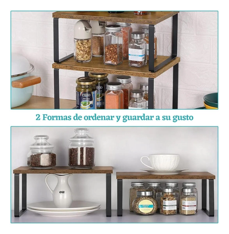 ORGANIZADOR DE COCINA EXTENSIBLE CON 2 ESTANTES PARA ESPECIAS - 2