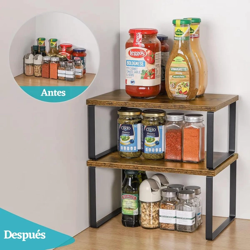ORGANIZADOR DE COCINA EXTENSIBLE CON 2 ESTANTES PARA ESPECIAS - 5