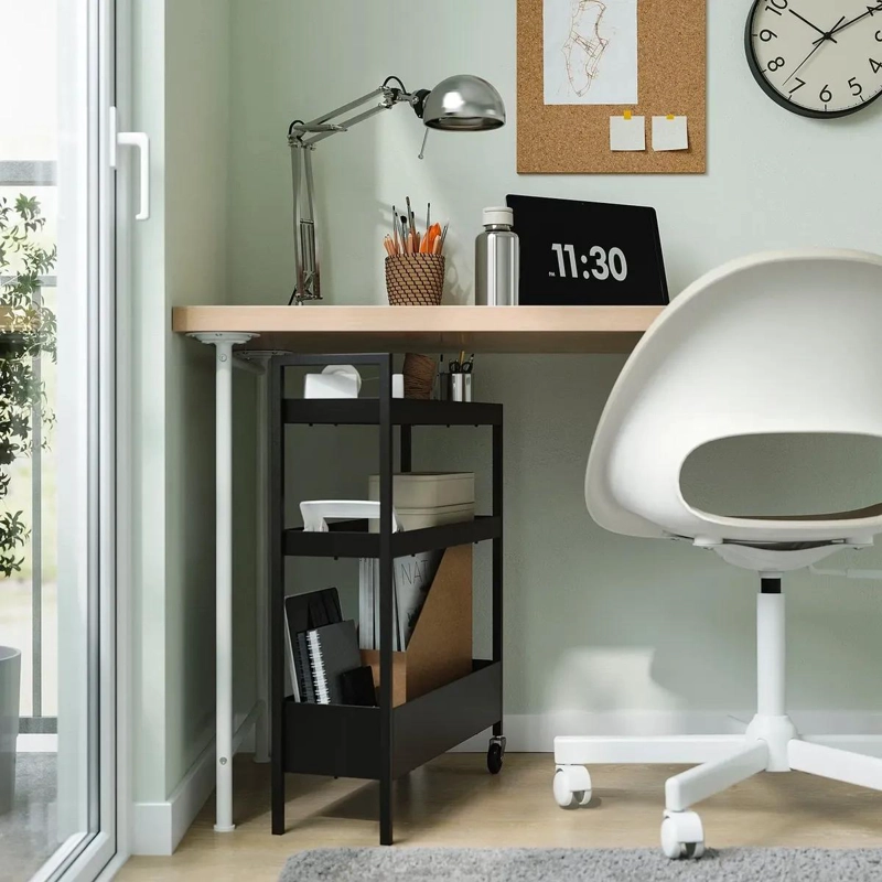CARRO DE BAÑO NEGRO DE ACERO CON 3 NIVELES Y MEDIDAS 50.5X19X67 CM - 5